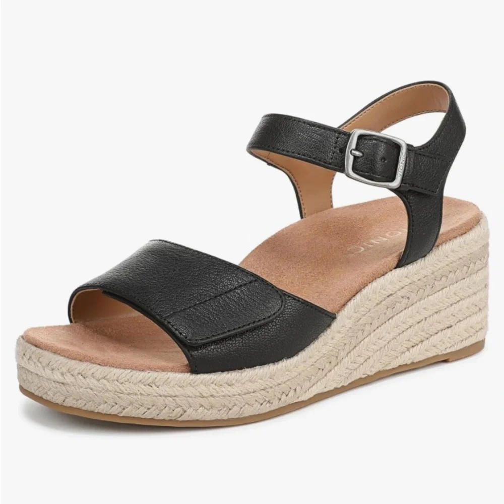 Vionic Sable Women's Platform Supportive Wedge Sandal Black - Size 10 - Picture 2 of 9
